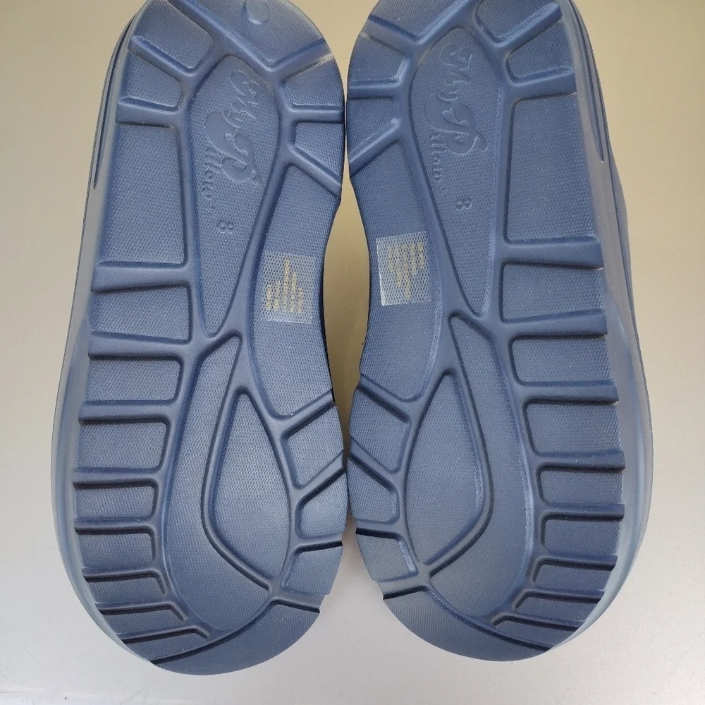 My Pillow Slide Sandals Blue Mens Size 8 Shoes Wide Strap Cushioned Comfort